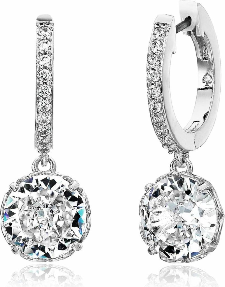 Kate Spade New York Sparkling Pave Huggie Earrings for Women - Elegant Cubic Zirconia Hoop Earrings