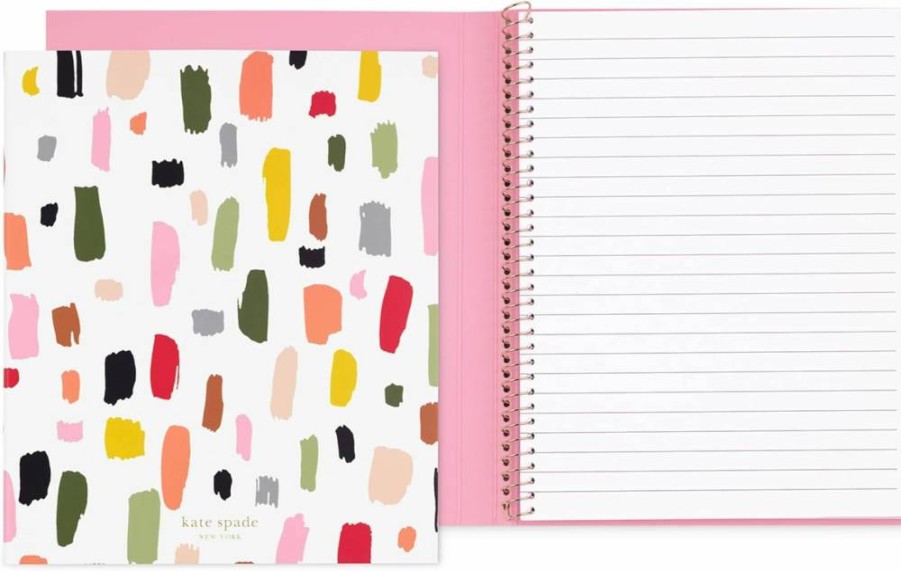 Kate Spade New York Small Concealed Spiral Notebook - 8.25" x 6.75" Lined Journal with 112 Pages, Painterly Strokes Design, Stylish Notebook for Women