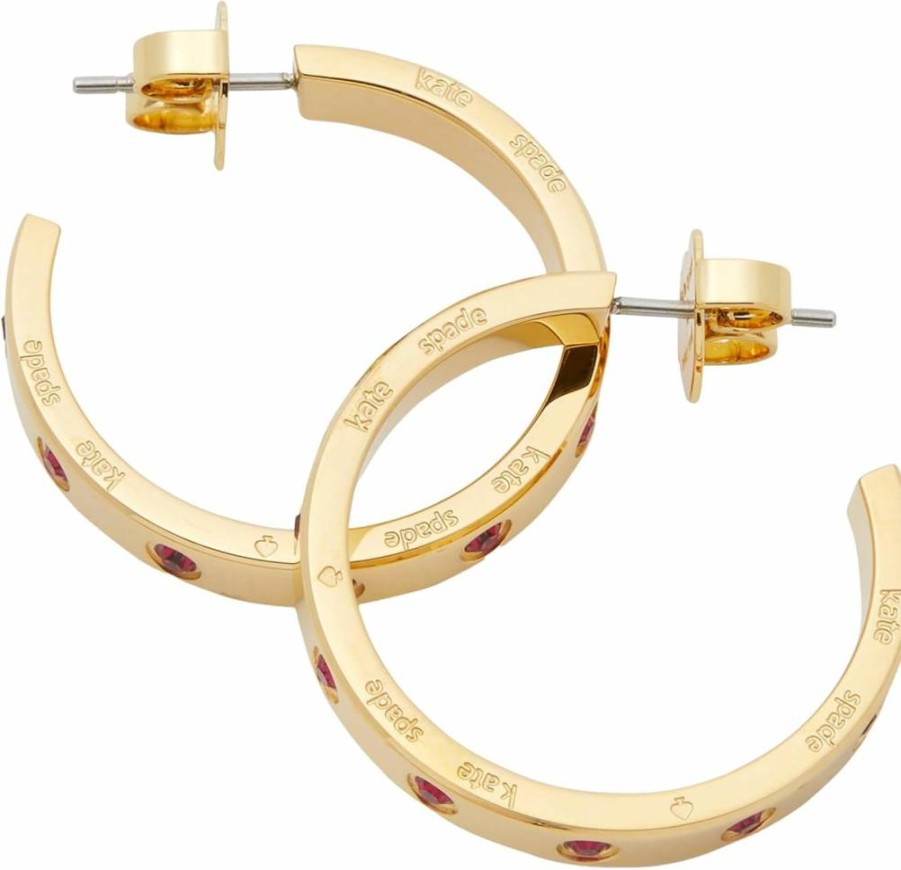 Kate Spade New York Set In Stone Hoop Earrings for Women - Sterling Silver Fashion Jewelry