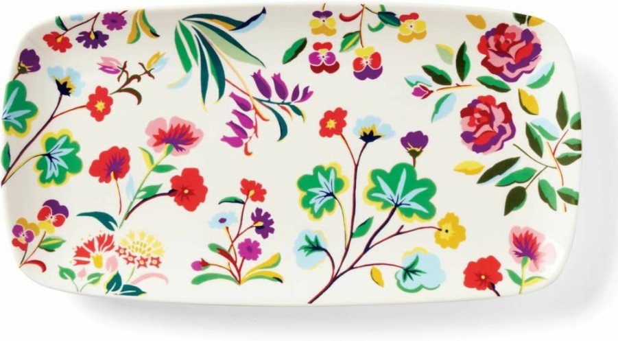 Kate Spade New York White Floral Garden Design Hors D'Oeuvres Serving Tray