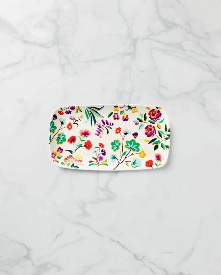 Kate Spade New York White Floral Garden Design Hors D'Oeuvres Serving Tray