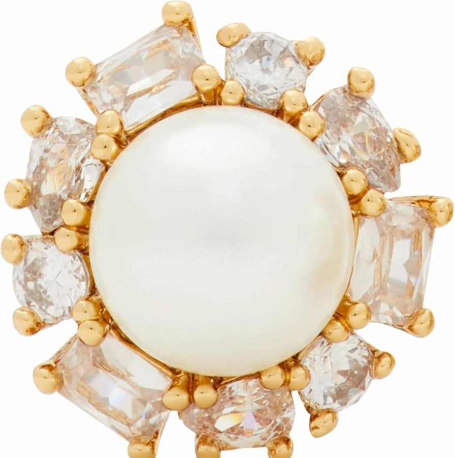 Kate Spade New York Cream & Gold Pearl Stud Earrings with Halo Detail - Candy Shop Collection
