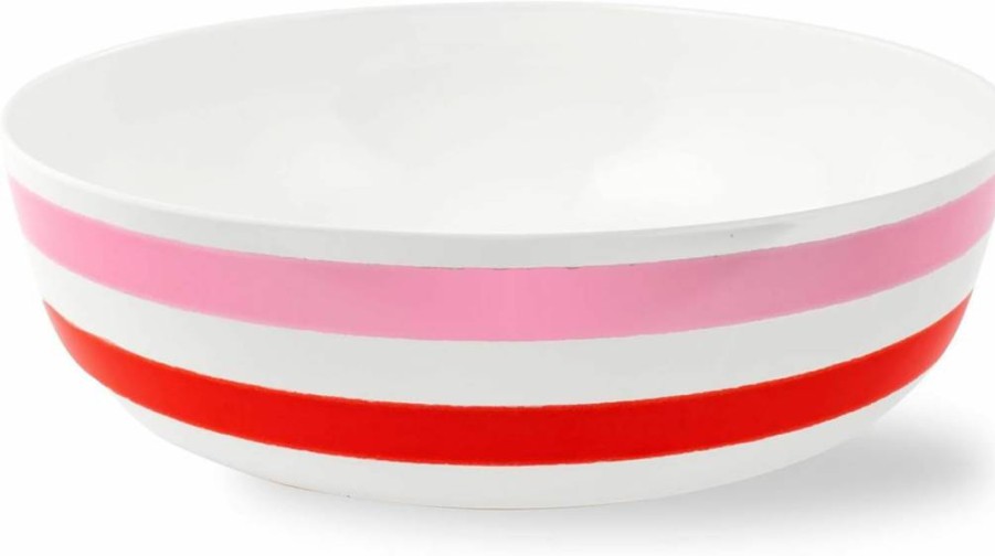Kate Spade New York Large Melamine Serving Bowl - Adventure Stripe Design, Dishwasher Safe, Durable for Indoor & Outdoor Dining, Party & Entertaining Essentials