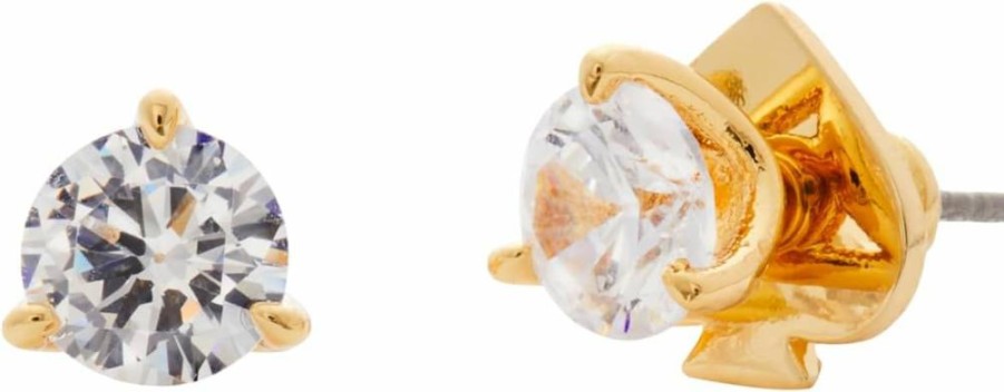 Kate Spade New York Brilliant Mini Trio Prong Stud Earrings - Gold Tone Statement Studs