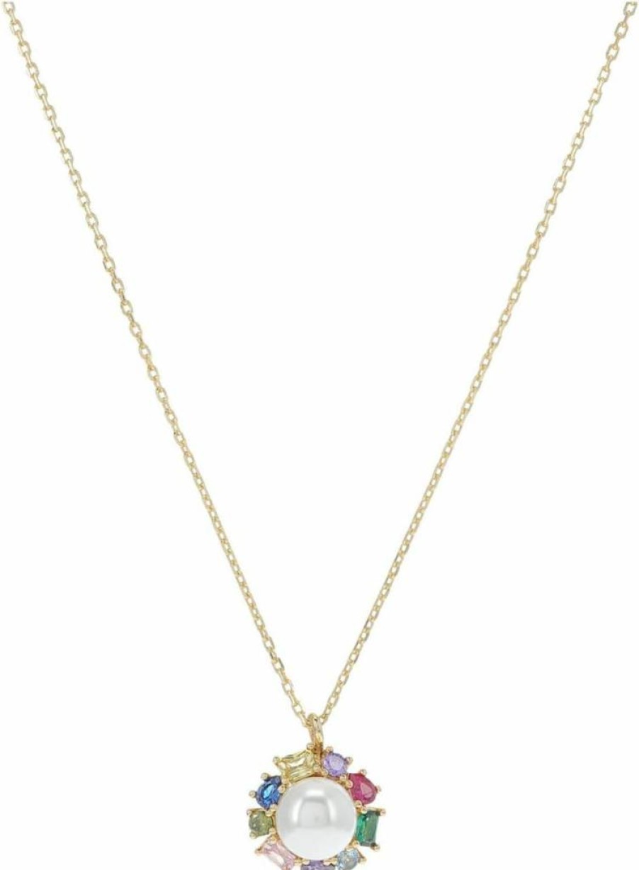 Kate Spade New York Pearl Pendant Necklace with Crystal Halo - Elegant Candy Shop Jewelry