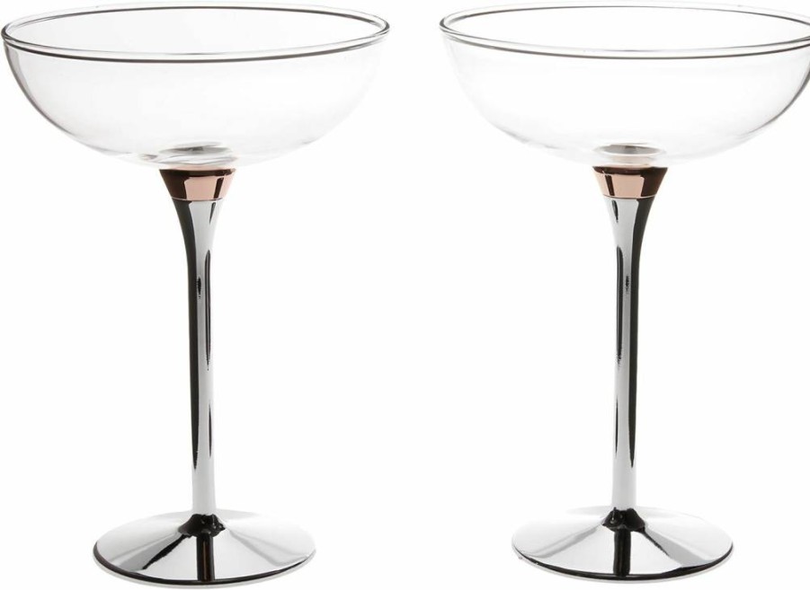 Kate Spade New York Rosy Glow Champagne Saucer Set - 2-Piece Elegant Coupe Glasses for Celebrations