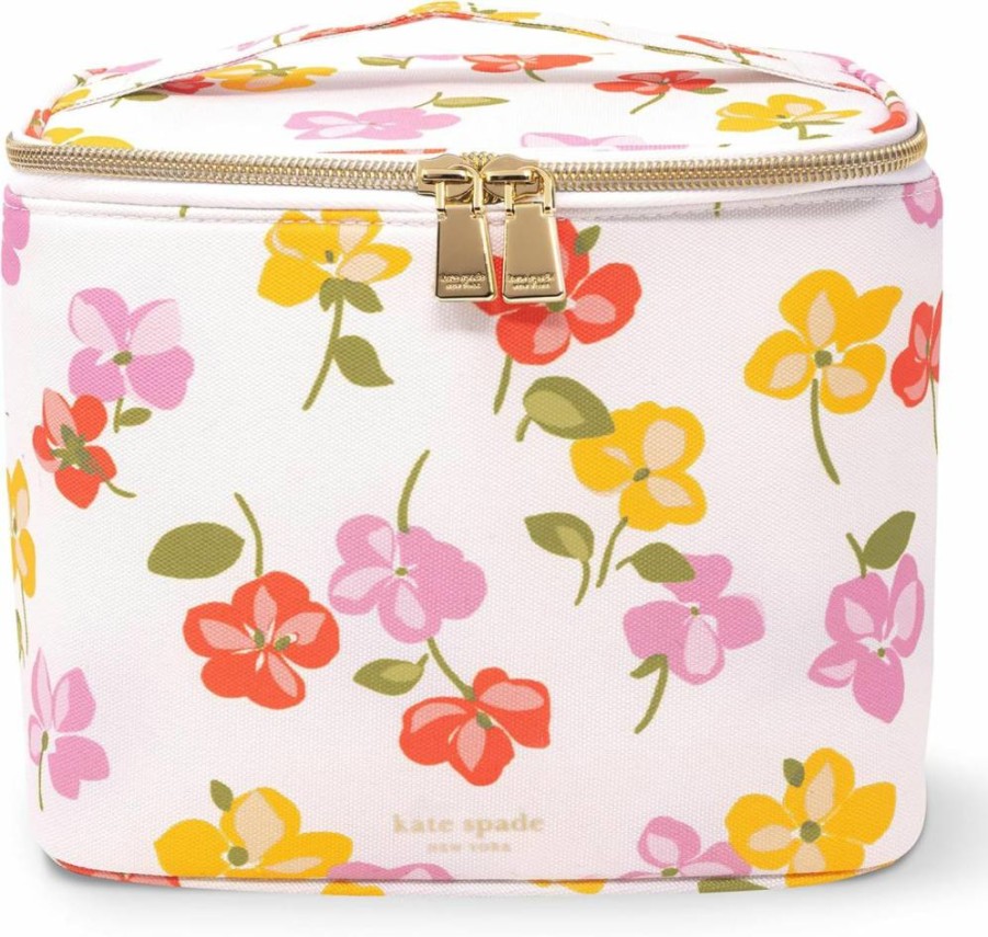 Kate Spade New York Insulated Lunch Bag for Women - Safari Floral Striped Thermal Tote with Double Zipper & Carry Handle, Small Lunch Cooler