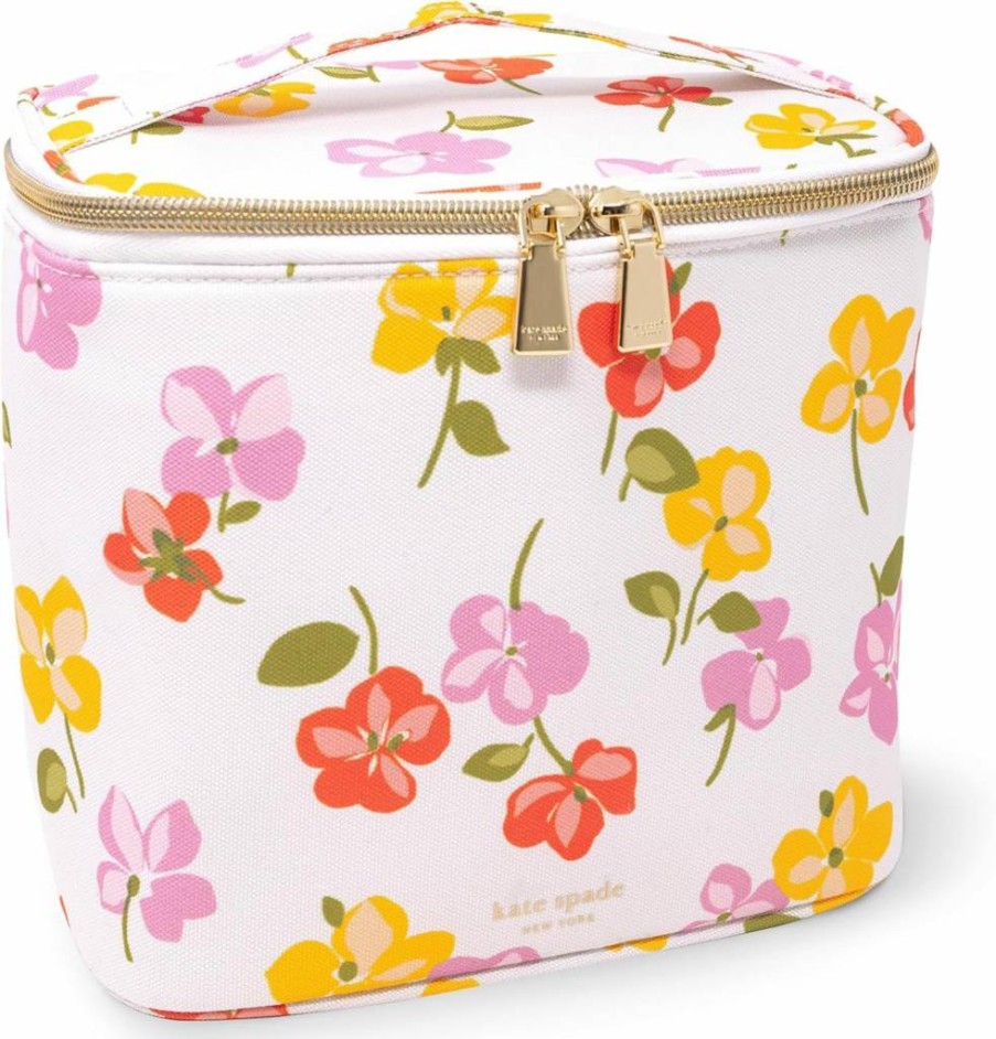 Kate Spade New York Insulated Lunch Bag for Women - Safari Floral Striped Thermal Tote with Double Zipper & Carry Handle, Small Lunch Cooler