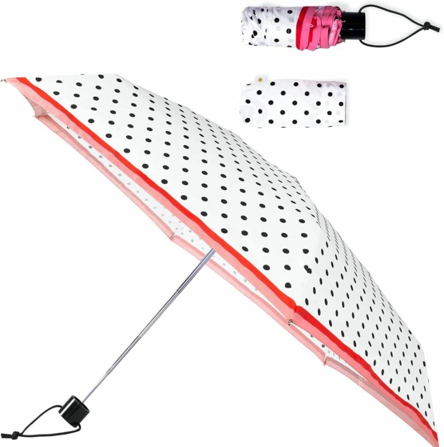 Kate Spade New York Compact Mini Umbrella with Storage Sleeve - Portable Travel Umbrella for Backpack, Car & On-the-Go