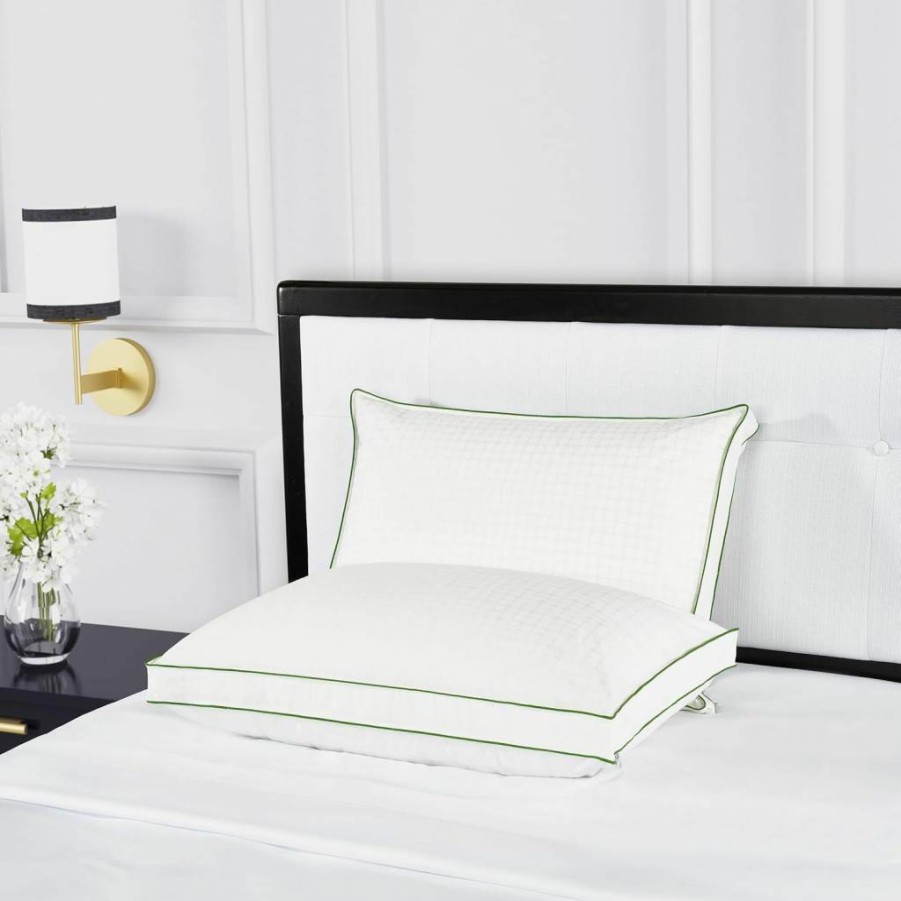 Kate Spade New York Noel Soft Medium Adjustable Down Alternative Pillow - King Size 36x20 Inches, 300 Thread Count Cotton Cover for Back & Stomach Sleepers, White