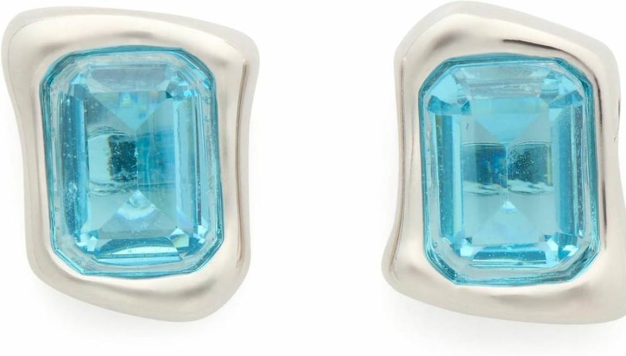 Kate Spade New York Molten Glass Stud Earrings for Women - Elegant Gold or Silver Tone Studs with Sparkling Crystals, Fashion Jewelry Gift