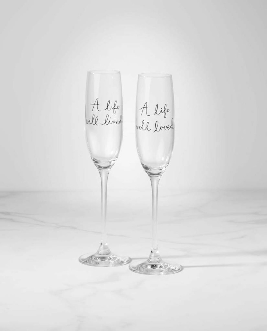 Kate Spade New York Crystal Charmed Life Wedding Toasting Flutes Set - 2-Piece Elegant Champagne Glasses for Bridal Showers & Celebrations