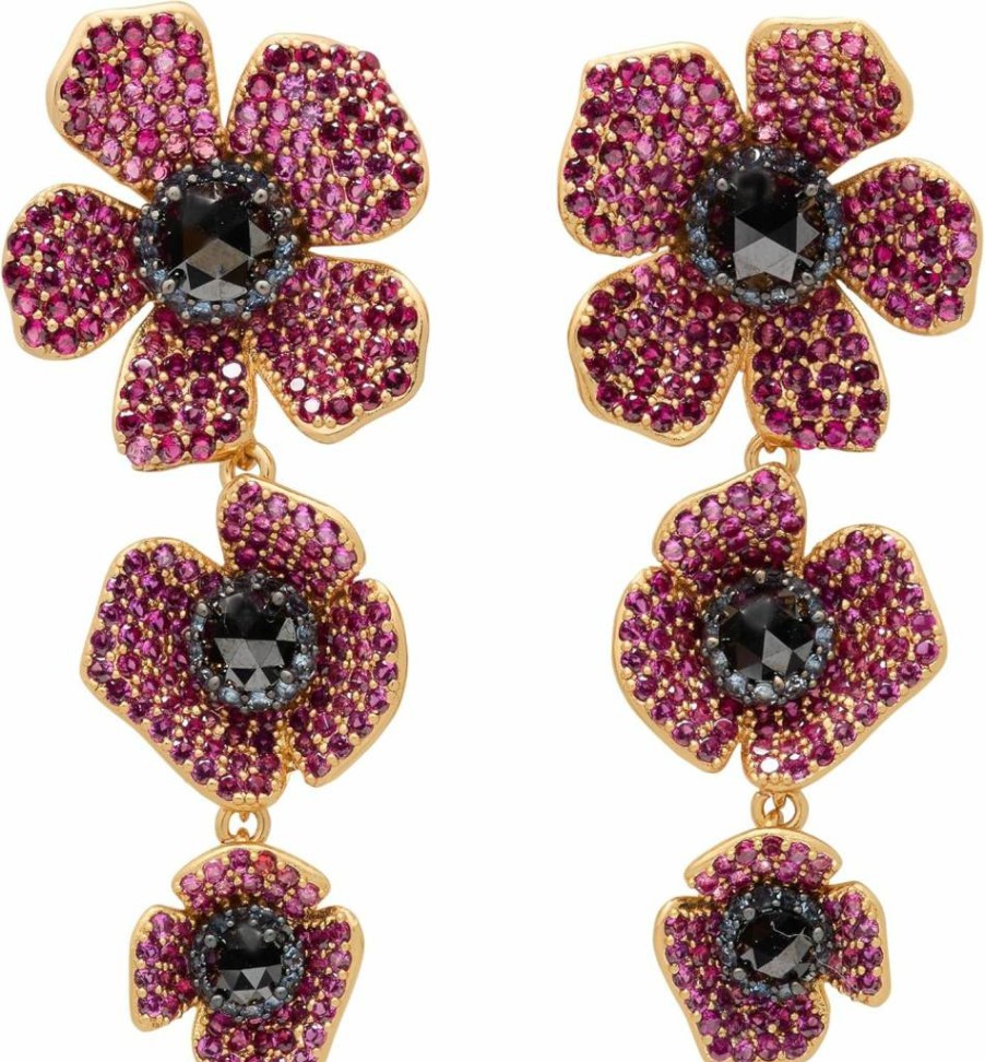 Kate Spade New York Poppy Power Linear Stud Earrings - Gold-Tone Floral Design Women's Fashion Jewelry