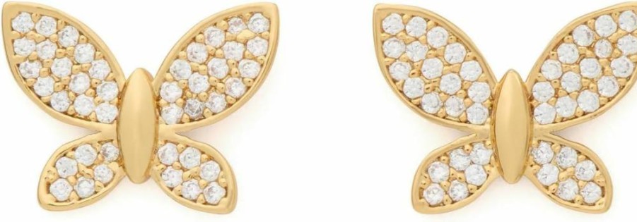 Kate Spade New York Gold-Tone Butterfly Stud Earrings with Clear Pavé Crystals