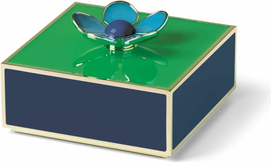 Kate Spade New York Navy Make It Pop Glass Vanity Tray for Cosmetics & Jewelry Organization