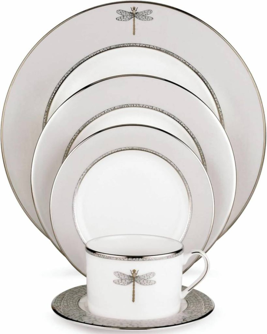 Kate Spade New York June Lane 5-Piece White Dinner Plate Set by Lenox - Elegant Tableware Collection