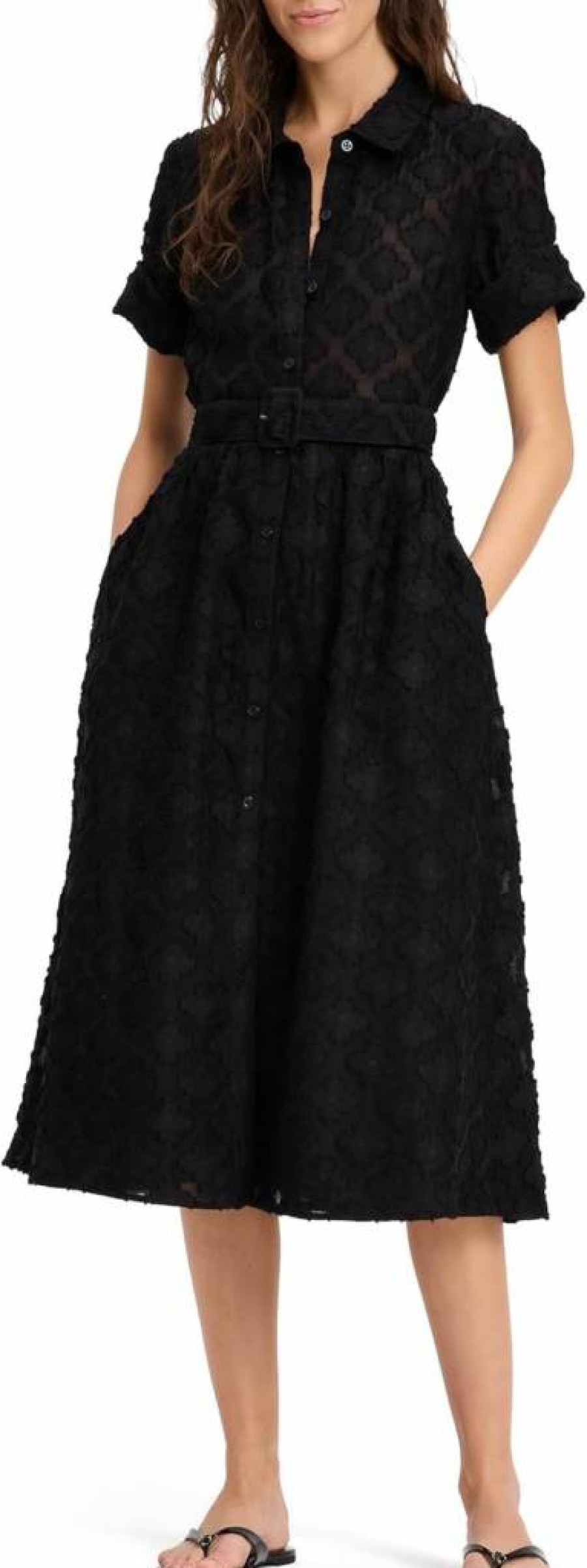Kate Spade New York Women's Belted Midi Shirt Dress - Classic Casual Style
