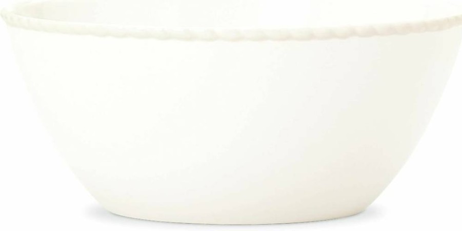 Kate Spade New York White Ceramic Wickford Fruit Bowl - Elegant Home Decor & Kitchen Dining Table Centerpiece
