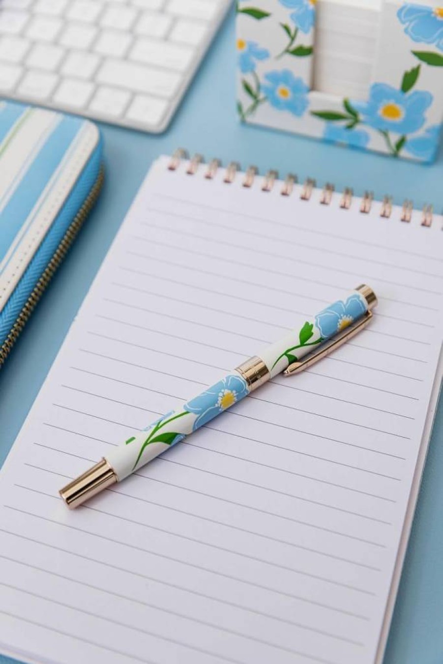 Kate Spade New York Floral Design Ballpoint Pen - Refillable Black Ink Office Pen for Women, Gift Box Included, Sunshine Floral Pattern