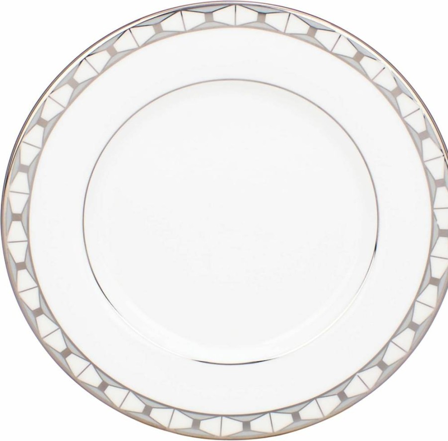 Kate Spade New York White Ceramic Bread Plate with Signature Spade Design – Elegant Serving Dish for Dining & Entertaining