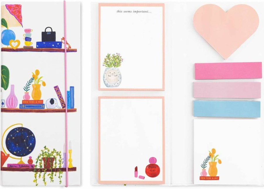 Kate Spade New York Charmed Library Padfolio with 7 Sticky Note Pads, 75 Sheets Per Notepad, Cute Study & Office Stationery Essentials Set
