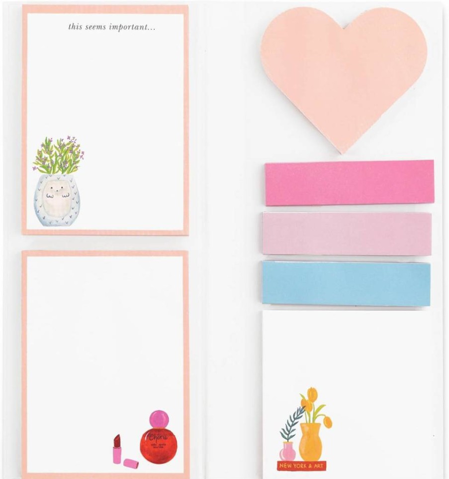 Kate Spade New York Charmed Library Padfolio with 7 Sticky Note Pads, 75 Sheets Per Notepad, Cute Study & Office Stationery Essentials Set