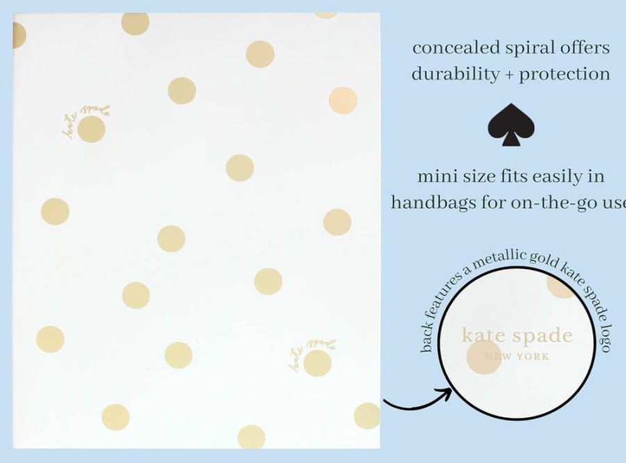 Kate Spade New York Joy Dot Spiral Notebook - 8.25" x 6.75" Lined Journal with 112 Pages, Small Concealed Cover