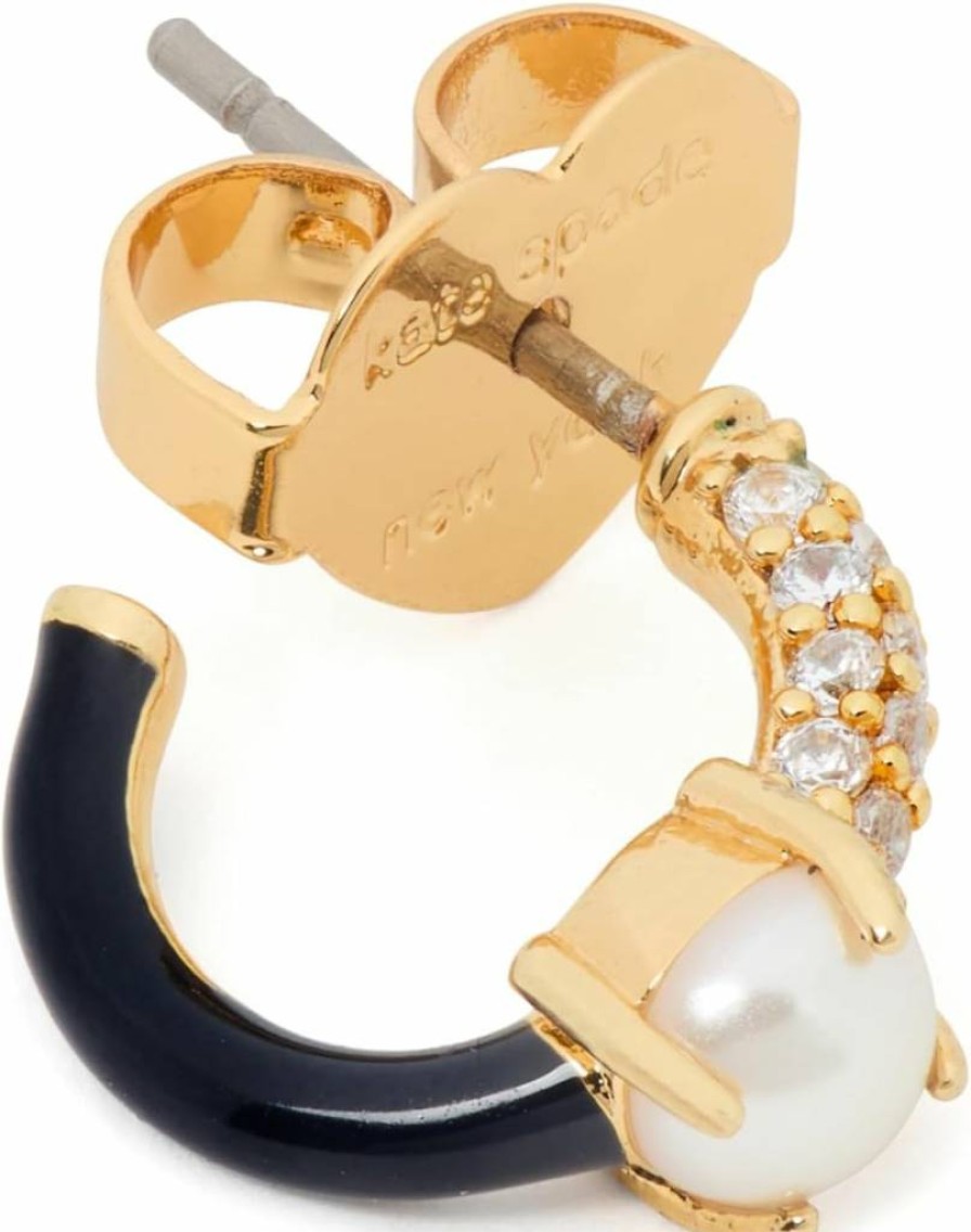Kate Spade New York Gold Cream Huggie Earrings with Shimmer Detail
