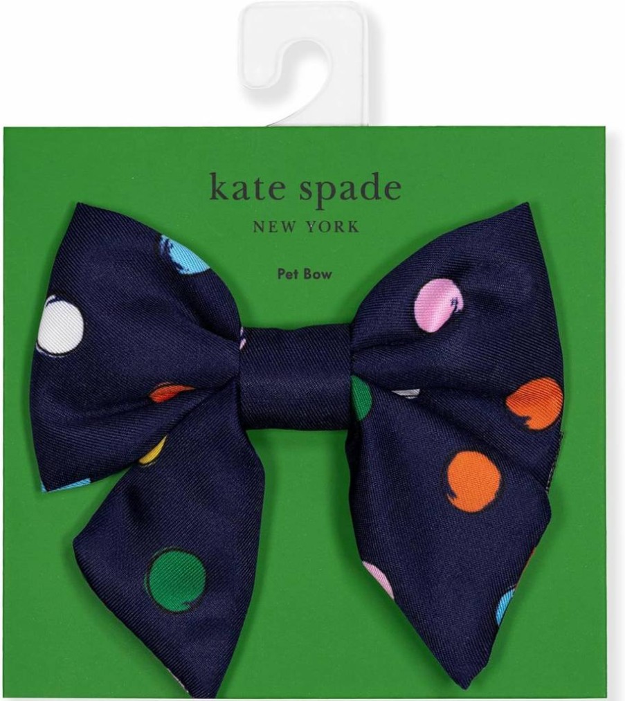 Kate Spade New York Watercolor Dot Bow Tie for Dogs & Cats – Adjustable Elastic Collar Accessory for Small, Medium, Large Pets