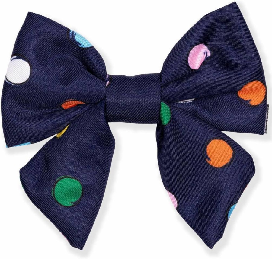 Kate Spade New York Watercolor Dot Bow Tie for Dogs & Cats – Adjustable Elastic Collar Accessory for Small, Medium, Large Pets