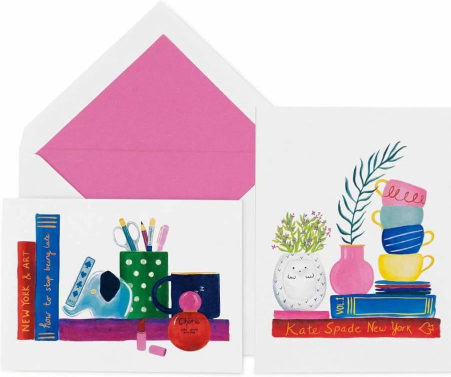 Kate Spade New York Charmed Library All-Occasion Stationery Set - 10 Colorful Blank Greeting Cards & Envelopes