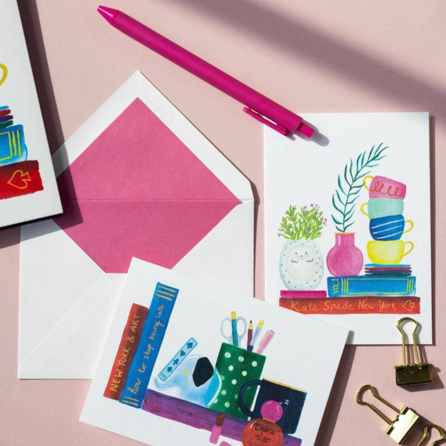 Kate Spade New York Charmed Library All-Occasion Stationery Set - 10 Colorful Blank Greeting Cards & Envelopes
