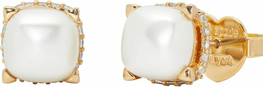 Kate Spade New York Cream & Gold 8mm Square Stud Earrings - Little Luxuries Collection