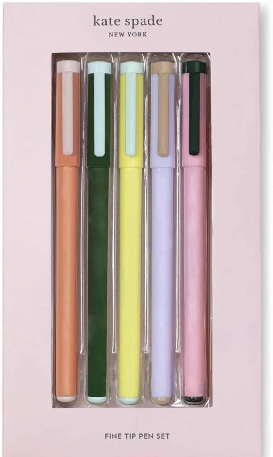 Kate Spade New York Colorblock Fine Tip Pen Set - 5 Black Ink Pens for Stylish Writing