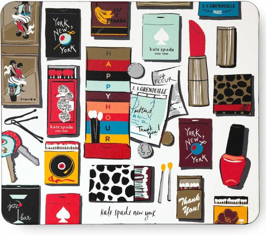 Kate Spade New York Leatherette Mouse Pad - 9"x8" Non-Slip Floral Stripe Desk Mat for Office & Home