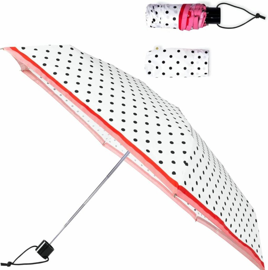 Kate Spade New York Compact Mini Umbrella with Storage Sleeve - Portable Travel Umbrella for Backpack, Car & On-the-Go