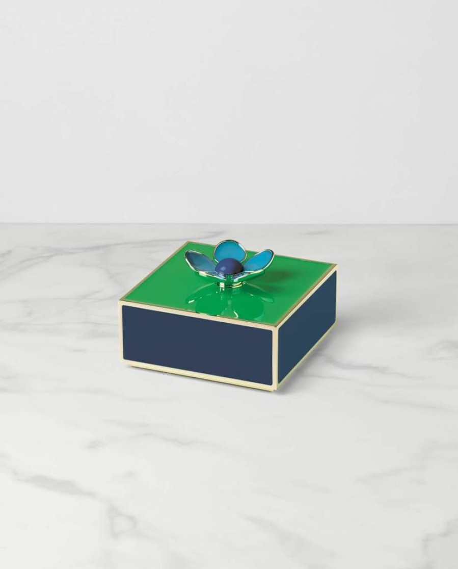 Kate Spade New York Gold Floral Box - Large Decorative Storage with Pop Design