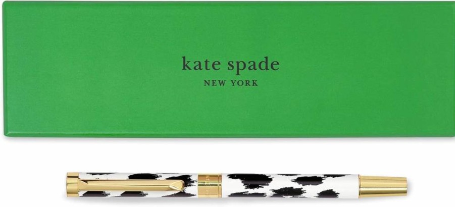 Kate Spade New York Modern Leopard Print Ballpoint Pen - Refillable Black Ink Office Pen for Women in Reusable Gift Box