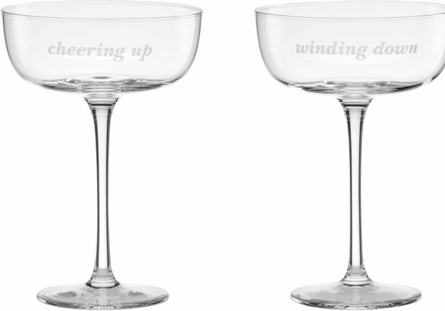 Kate Spade New York Coupe Glasses Set of 2 - Elegant Barware for Cocktails & Wine, Winding Down & Cheering Up Design