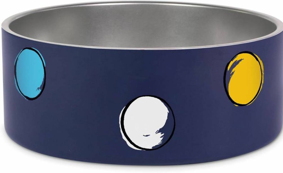 Kate Spade New York Watercolor Dot Stainless Steel Pet Bowl for Dogs, 16oz Non-Slip Food & Water Dish for Small & Medium Pets