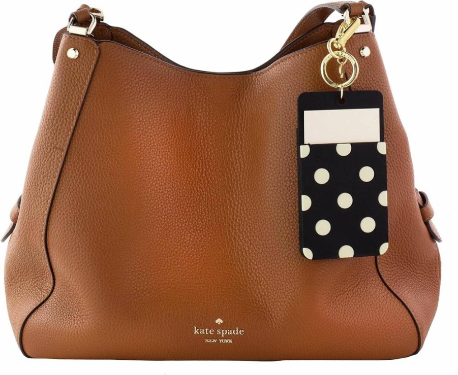 Kate Spade New York Women's ID Clip Keychain - Black Polka Dot Design, Stylish and Functional Accessory