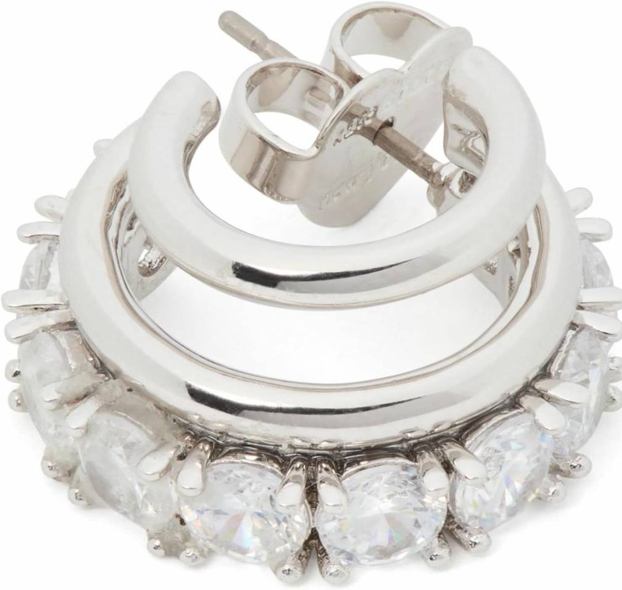 Kate Spade New York Clear & Silver Stacked Huggie Earrings with Shimmer Detail