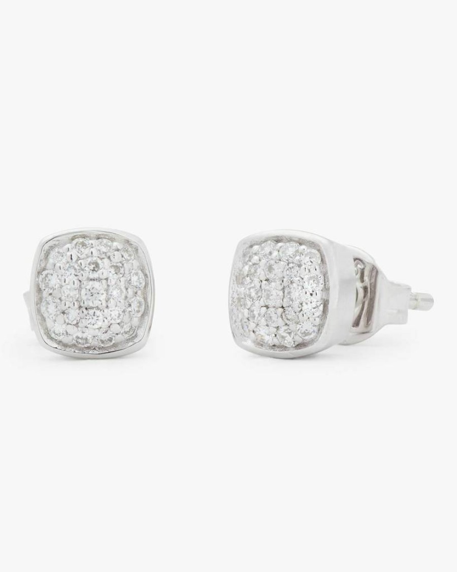 Kate Spade New York Silver Diamond Stud Earrings - Pave Shine Elegant Women's Jewelry