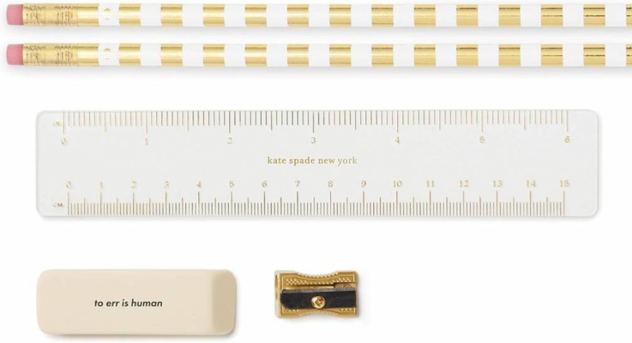 Kate Spade New York Paint By Numbers Art Set - Zip Pouch with 2 Pencils, Sharpener, Eraser, Ruler & Office Supplies for Artists & Students