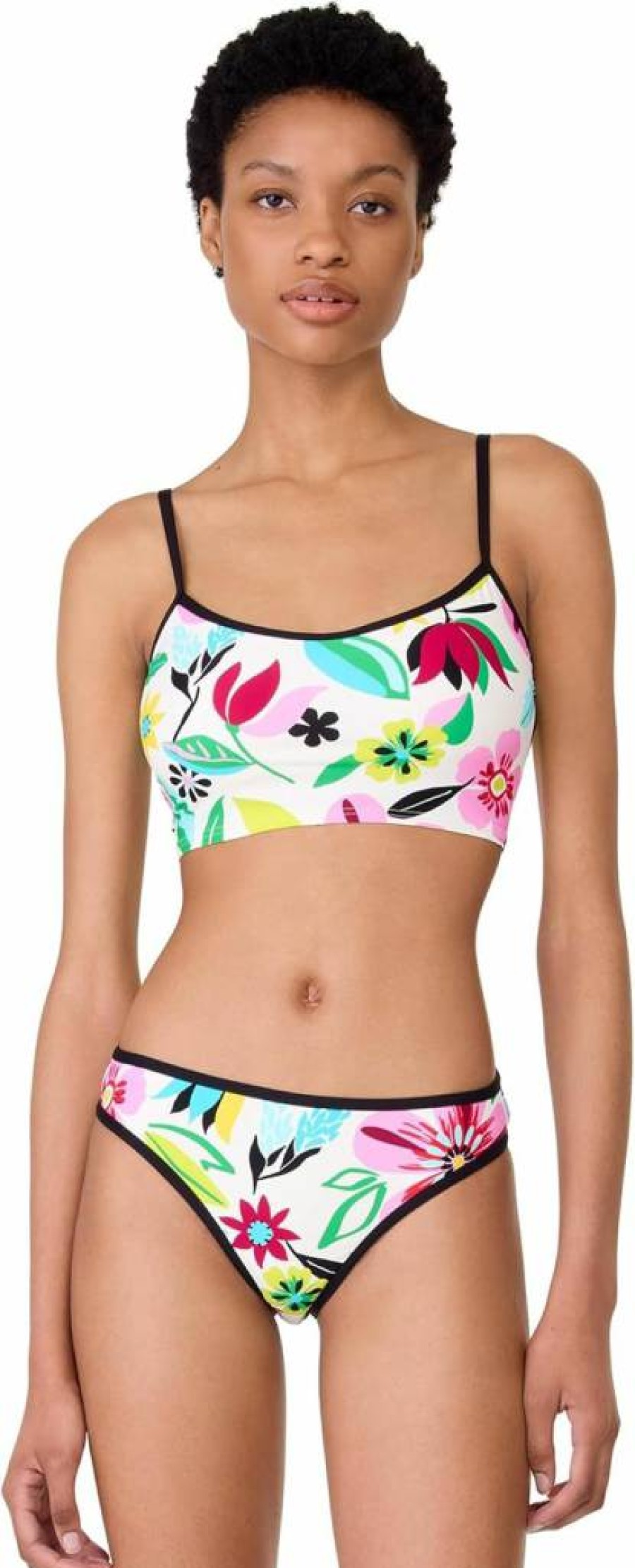 Kate Spade New York Women's Floral Print Camisole Crop Top - Safari Style Summer Blouse