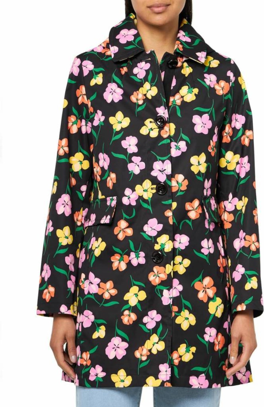 Kate Spade New York Women's Waterproof A-Line Raincoat with Detachable Hood