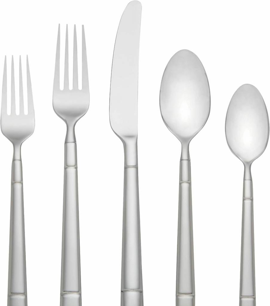 Kate Spade New York Carlton Street 45-Piece Flatware Set, Stainless Steel Cutlery Set, Service for 8, Modern Metallic Finish