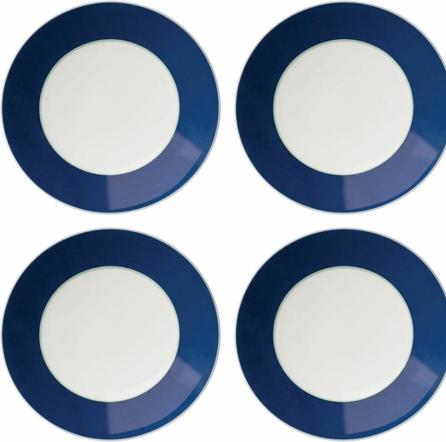 Kate Spade New York Make It Pop 4-Piece Accent Plate Set, 4.65-Inch Dessert Plates in Pink & Blue