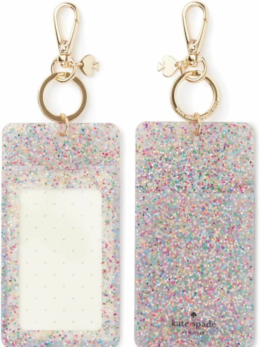 Kate Spade New York Glitter Silicone Keychain - Sparkle ID Badge Clip & Suitcase Tag, Multi-Color Fashion Accessory