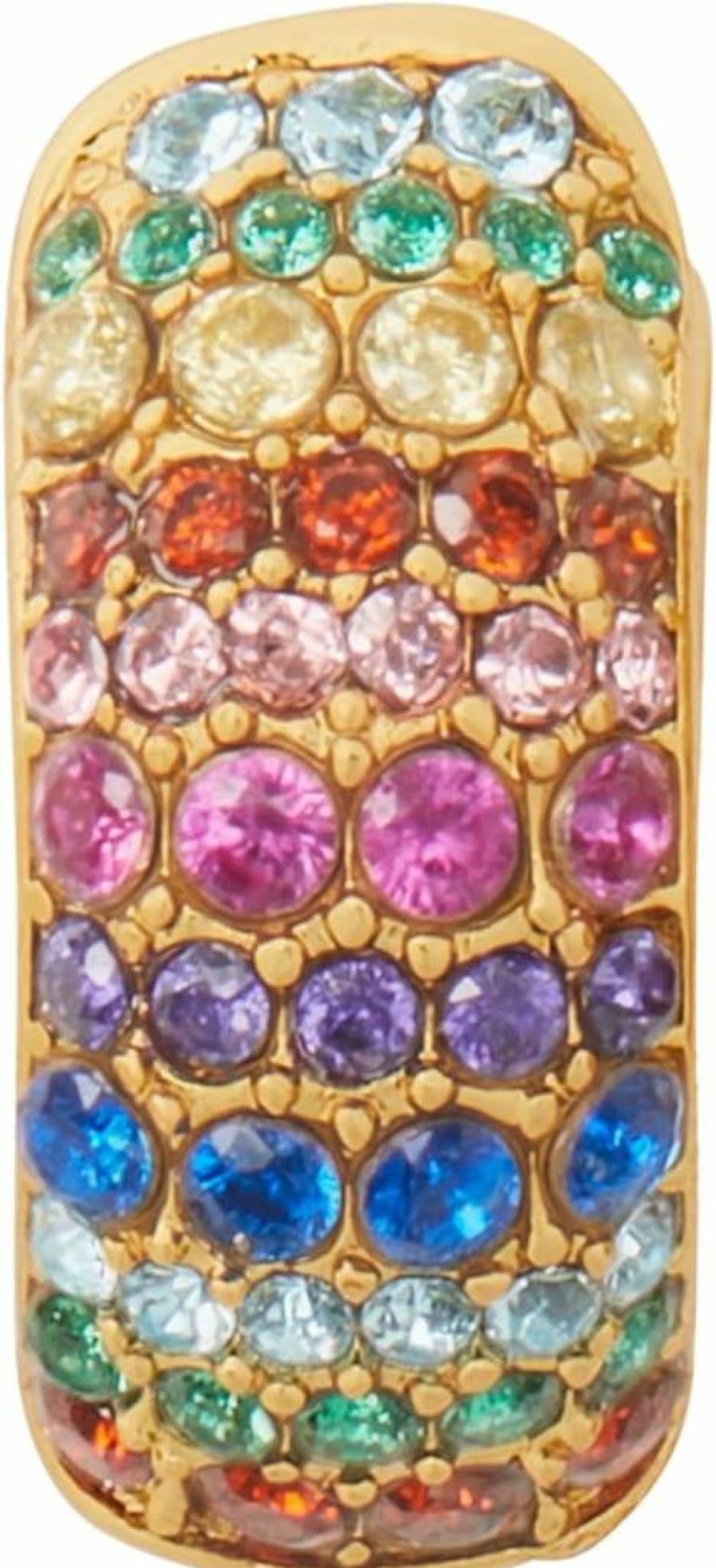 Kate Spade New York On The Dot Pavé Huggie Earrings, Multi-Colored Gemstone Studs, Gold-Tone Hoops